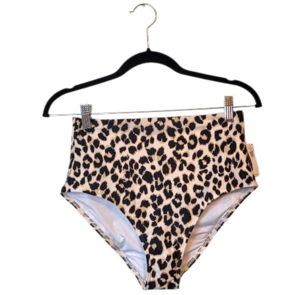 Old Navy Women's High Waisted Leopard Print Bikini Bottoms Size M NWT - Picture 1 of 7